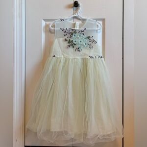 Elegant Cream Floral Kids Dress